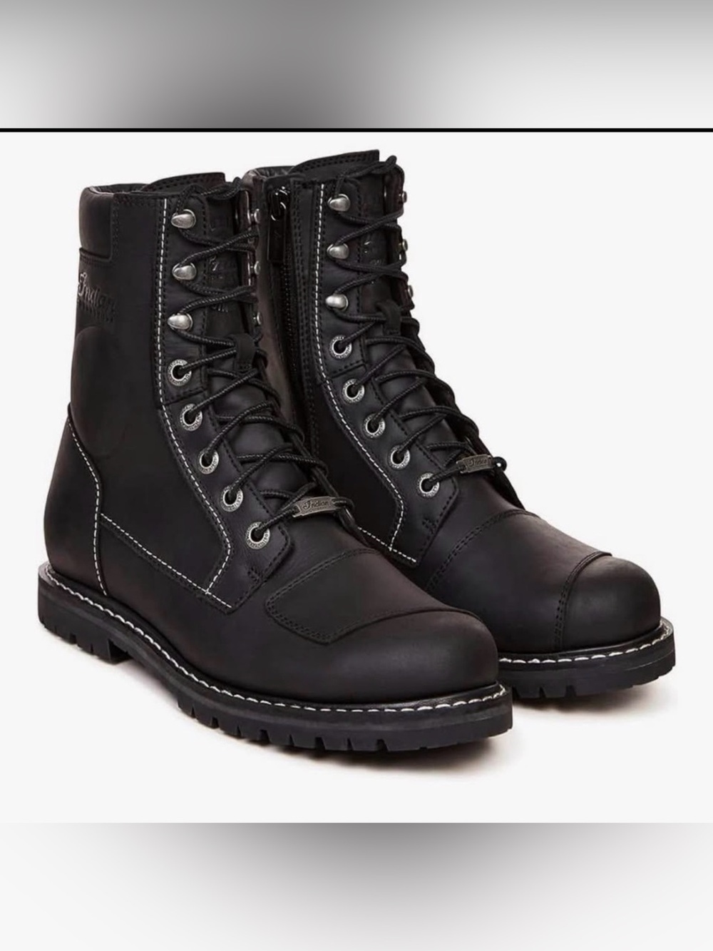 Women’s Black Lace-Up Motorcycle Boots with Side Zip